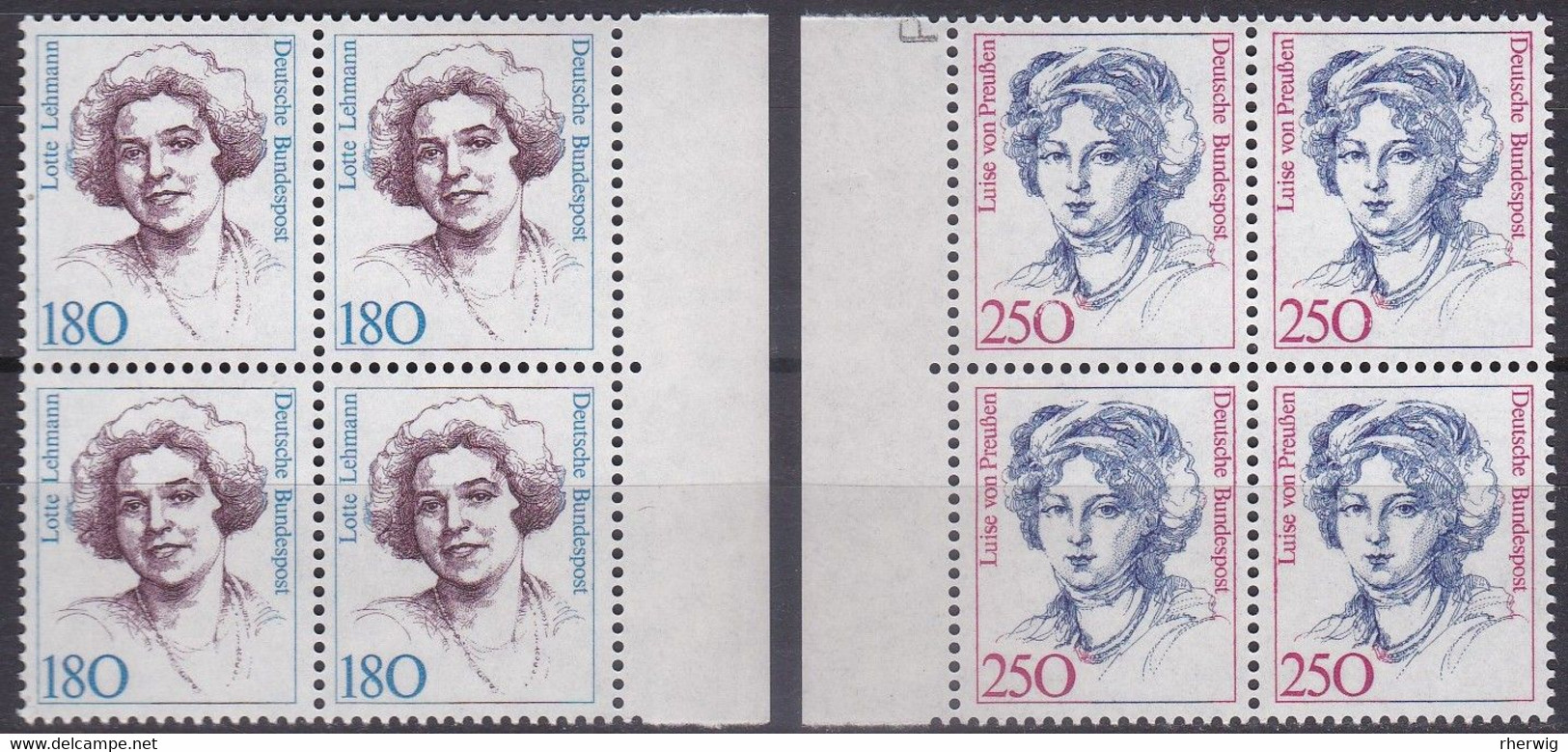 BRD, 1989,  Nr. 1427-1428 ** Frauen Der Deutschen Geschichte (IX), 2 Viererblöcke - Nuevos