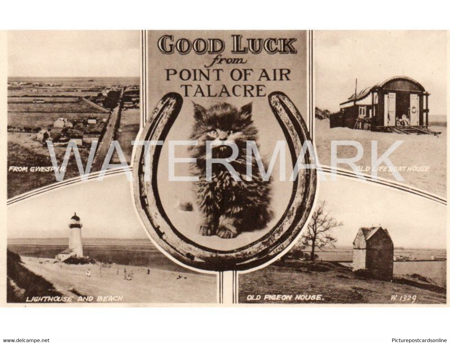 GOOD LUCK FROM POINT OF AIR FROM TALACRE OLD B/W POSTCARD WALES - Flintshire