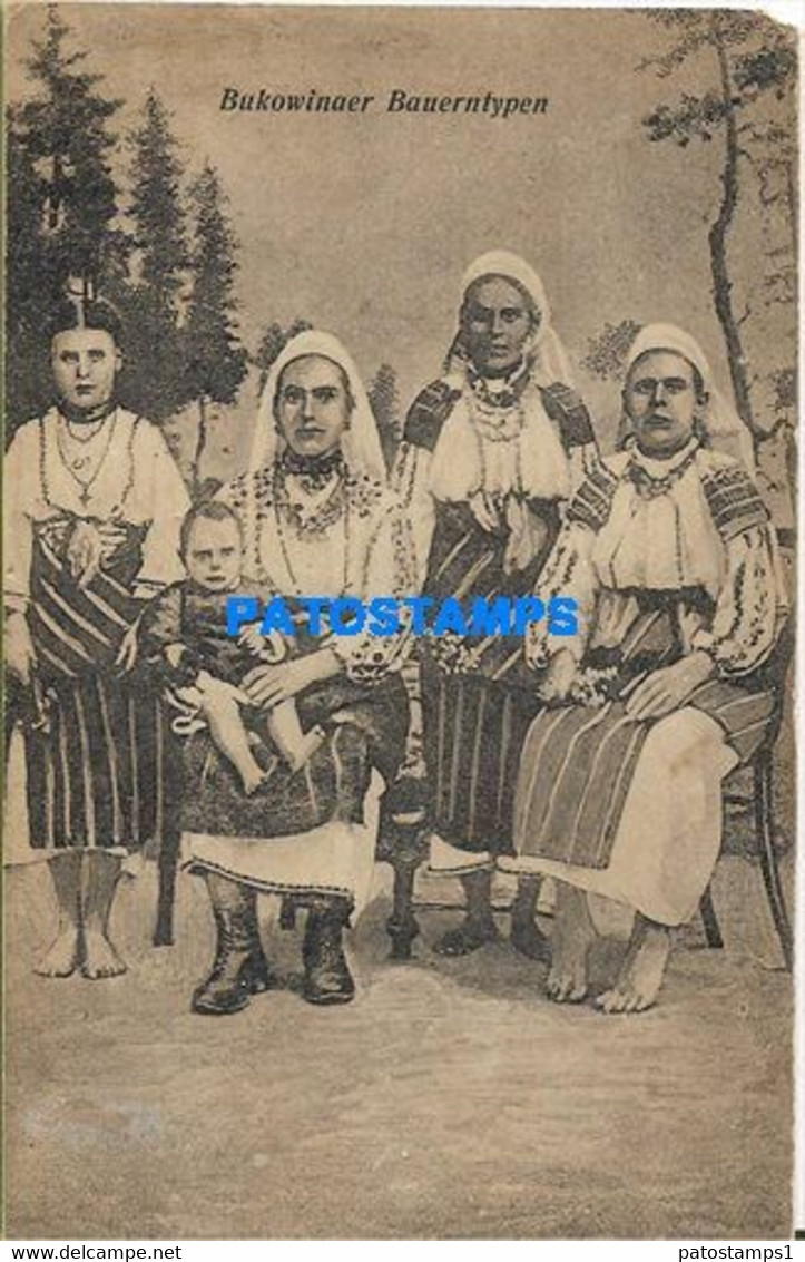 157488 POLAND BUKOWINAER COSTUMES WOMAN'S AND CHILDREN CUT CORNER POSTAL POSTCARD - Polonia