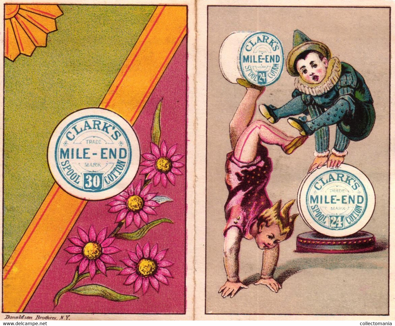 1 Calendrier 1882  George Clark Clark's Best Six Cord O.N.T. Spool Cotton Circus Acrobaten - Petit Format : ...-1900