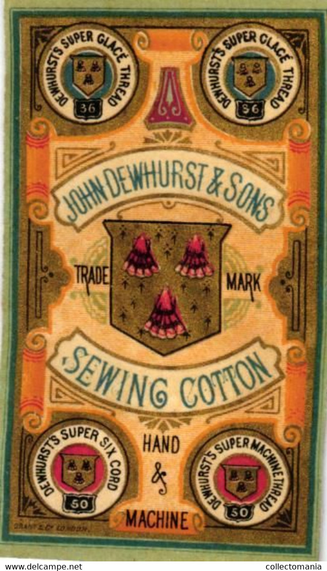 1 Calendrier 1881  John Dewhurst & Sons Sewing Cotton Crochet Cotton - Petit Format : ...-1900