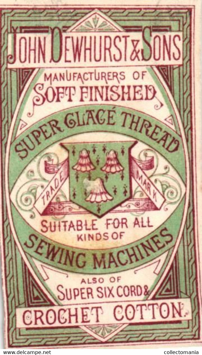 1 Calendrier 1881  John Dewhurst & Sons Sewing Cotton Crochet Cotton - Petit Format : ...-1900