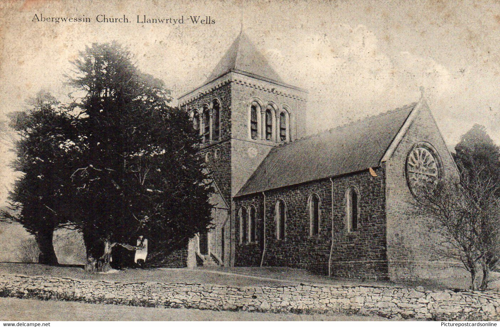 LLANWRTYD WELLS ABERGWESSIN CHURCH OLD B/W POSTCARD WALES - Breconshire