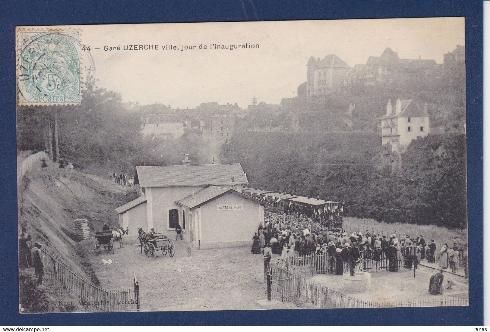 CPA [19] Corrèze > Uzerche Gare Train Chemin De Fer Station Circulé Inauguration - Uzerche