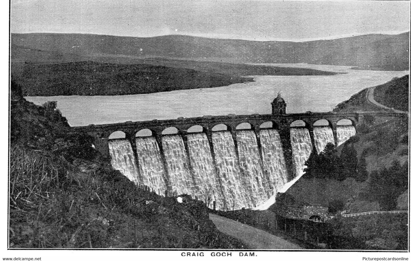 CRAIG GOCH DAM OLD B/W POSTCARD WALES - Radnorshire