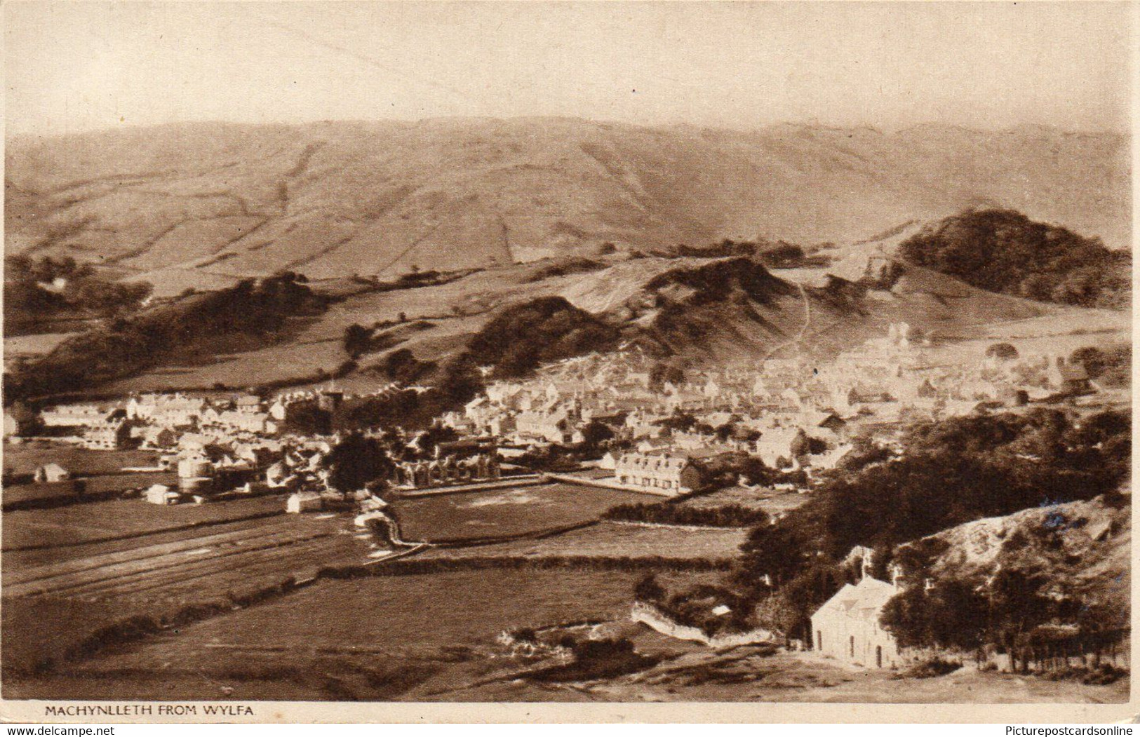 MACYNLLETH FROM WYLFA OLD B/W POSTCARD WALES - Montgomeryshire