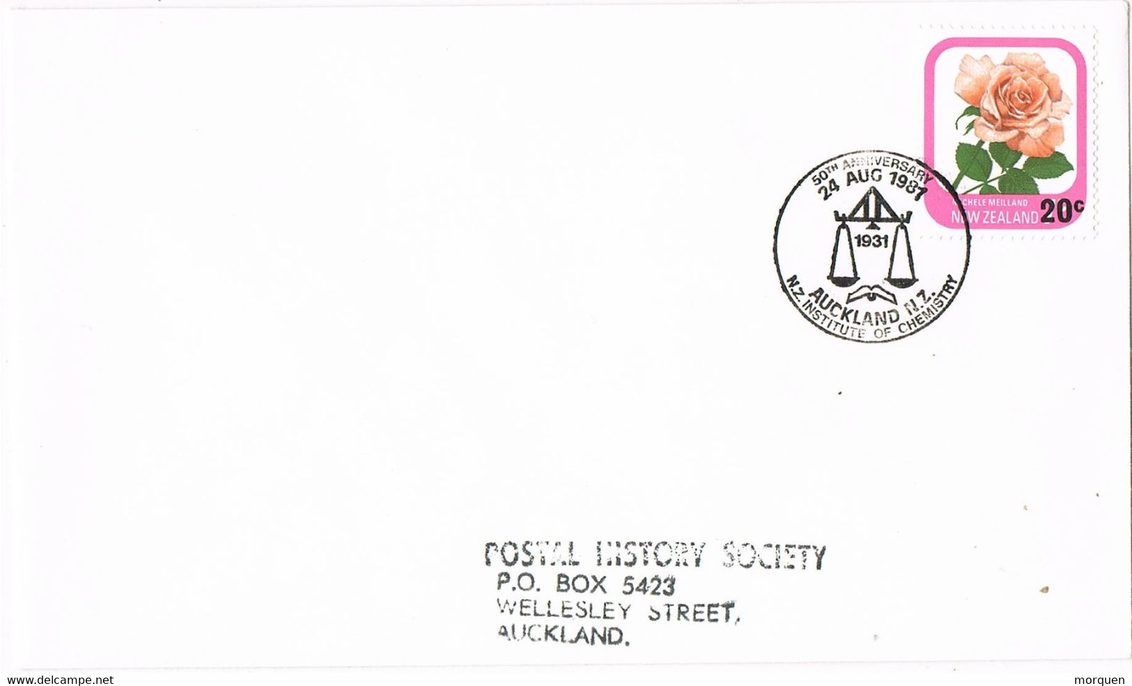 40034. Carta AUCKLAND (New Zealand) 1981. Institute Chemistry. Instituto QUIMICA. ROSA, Rose Flowers - Briefe U. Dokumente