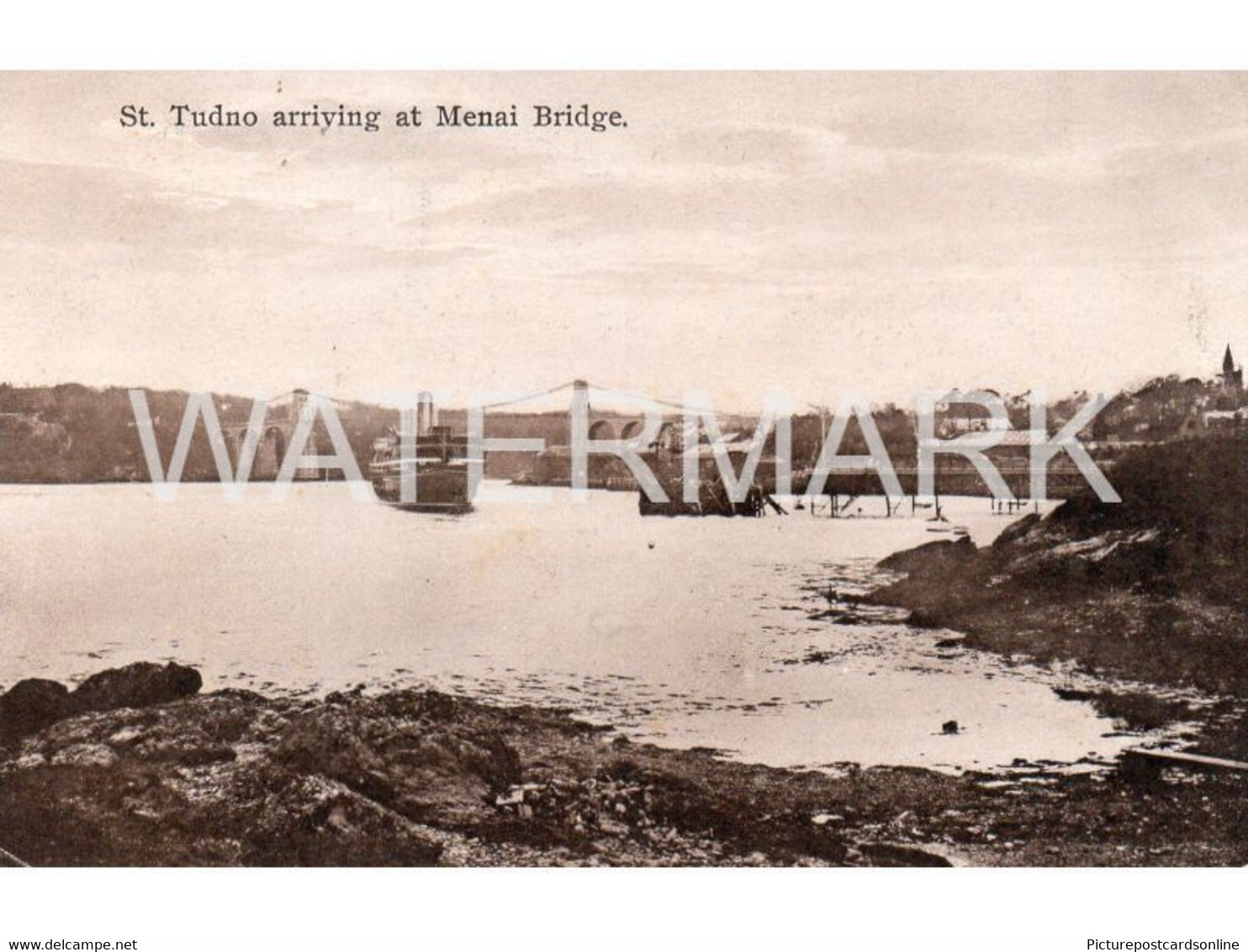 ST TUDNO ARRIVING AT MENAI BRIDGE OLD B/W POSTCARD WALES - Anglesey