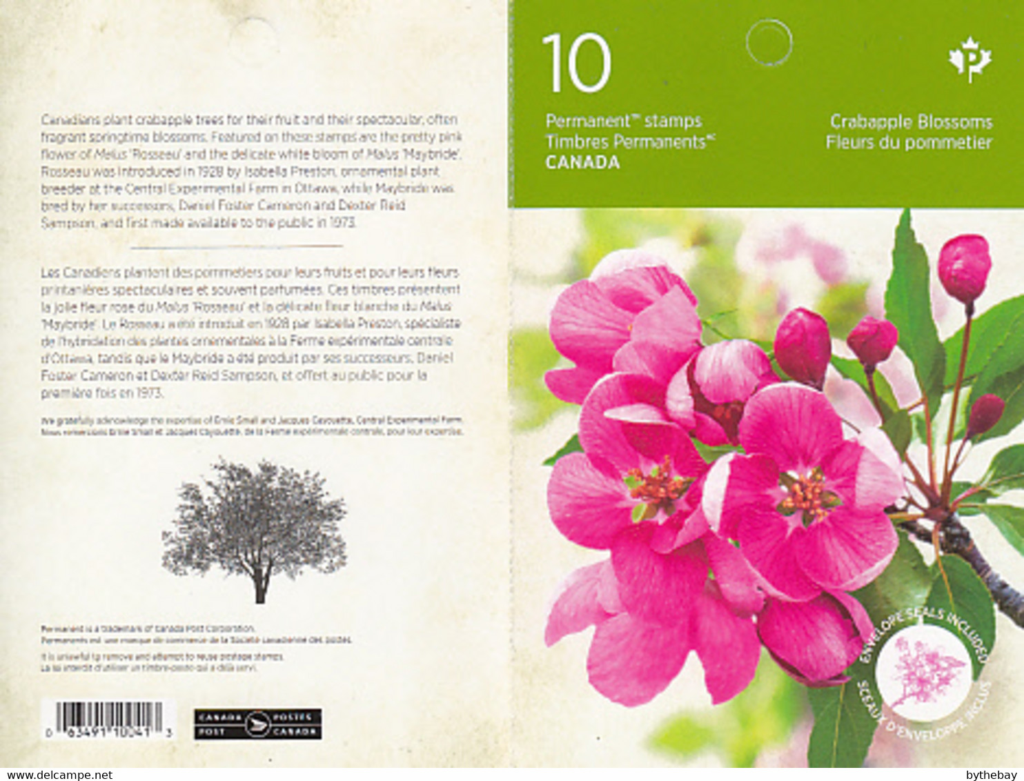 Canada 2021 Sc 3285a BK761 Booklet Of 10 (P) Maybride, Rosseau Crabapple Blossoms - Full Booklets