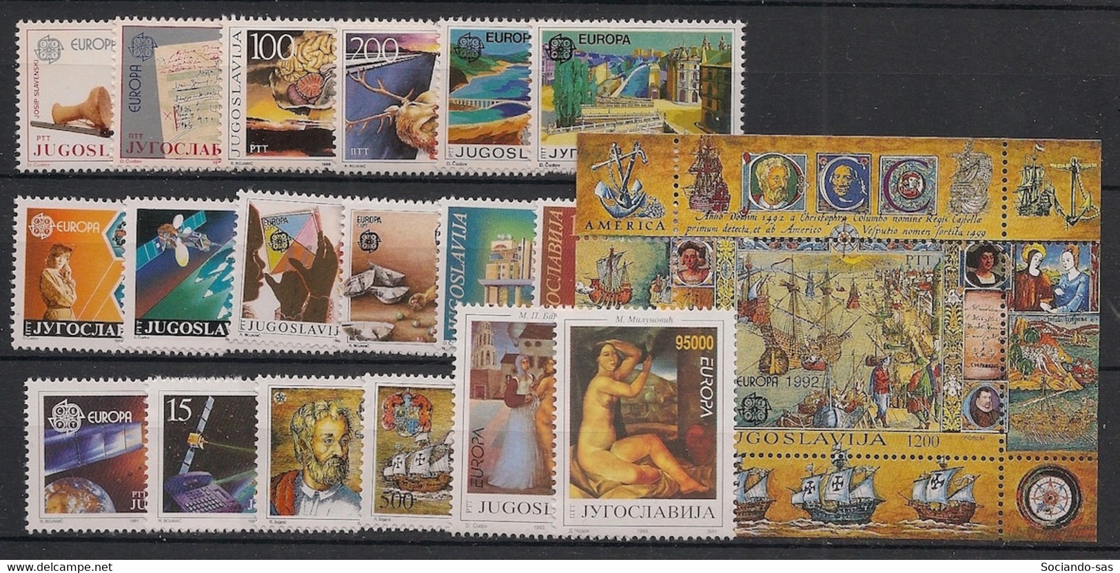 Jugoslavia - 1985-93 - Europa - Complete - 18 Stamps + 1block - Neuf Luxe ** / MNH / Postfrisch - Sonstige & Ohne Zuordnung