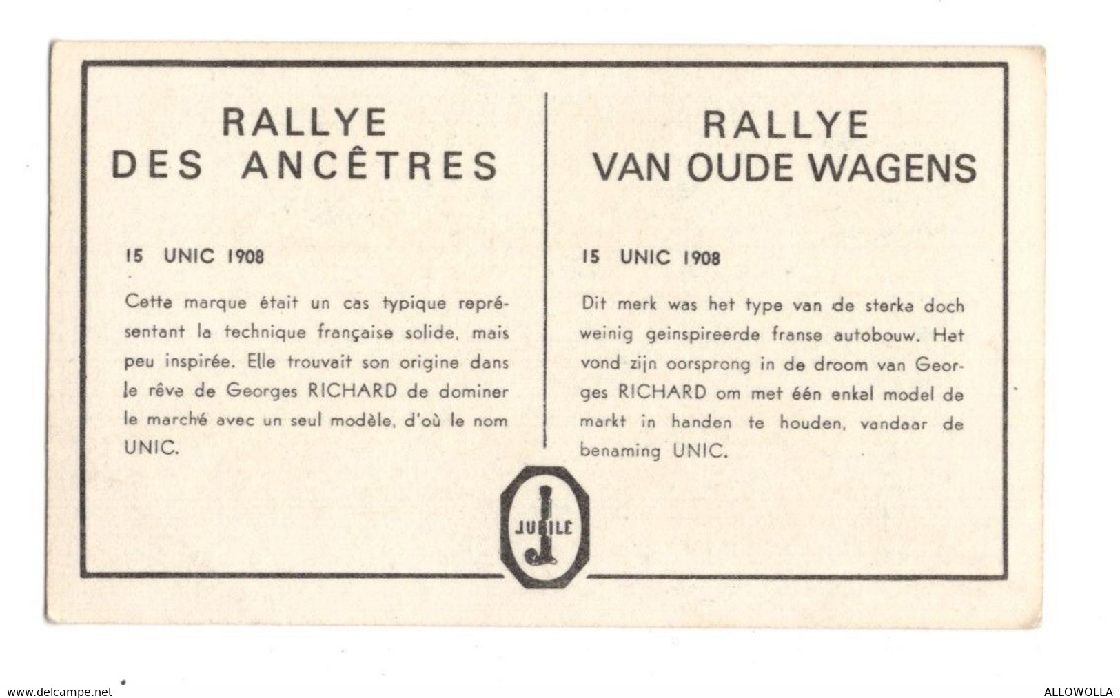 11884 " UNIC 1908 " RALLYE DES ANCETRES-RALLYE VAN OUDE WAGENS - Autos