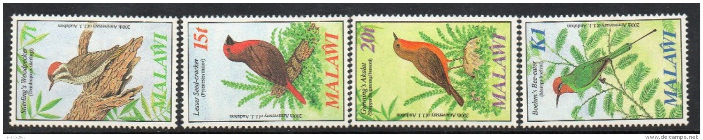 1985 Malawi Audobon Birds Complete Set Of 4 Stamps MNH - Malawi (1964-...)