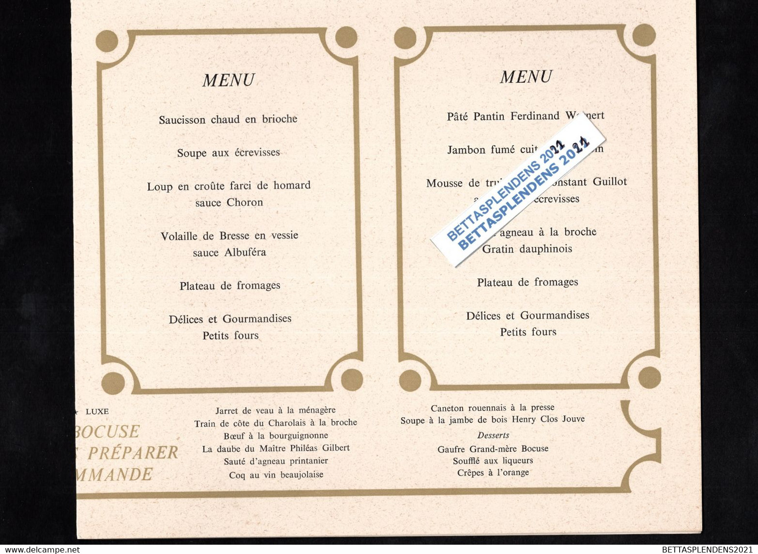 PAUL BOCUSE - Carte Et Menu - Menú