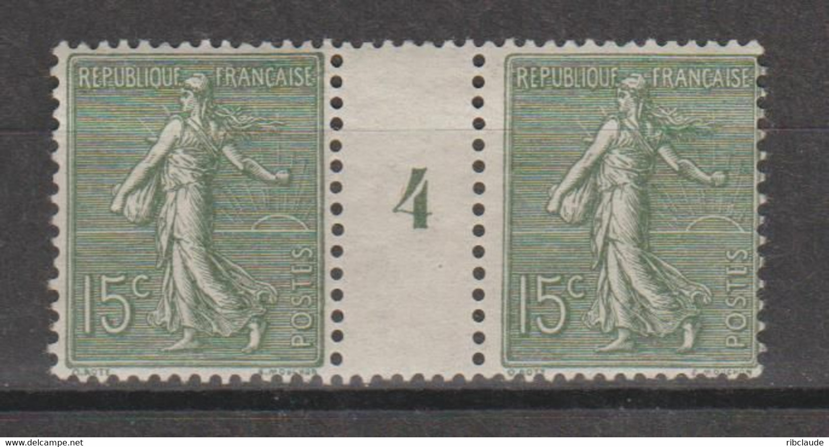 Semeuse Lignée 15c Vert-gris Type IV De  1924 - Millesimes