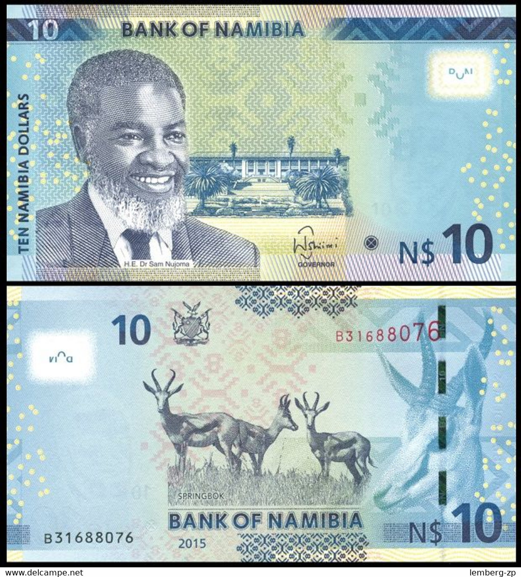 Namibia - 5 Pcs X 10 Dollars 2015 UNC P. 16 Lemberg-Zp - Namibia