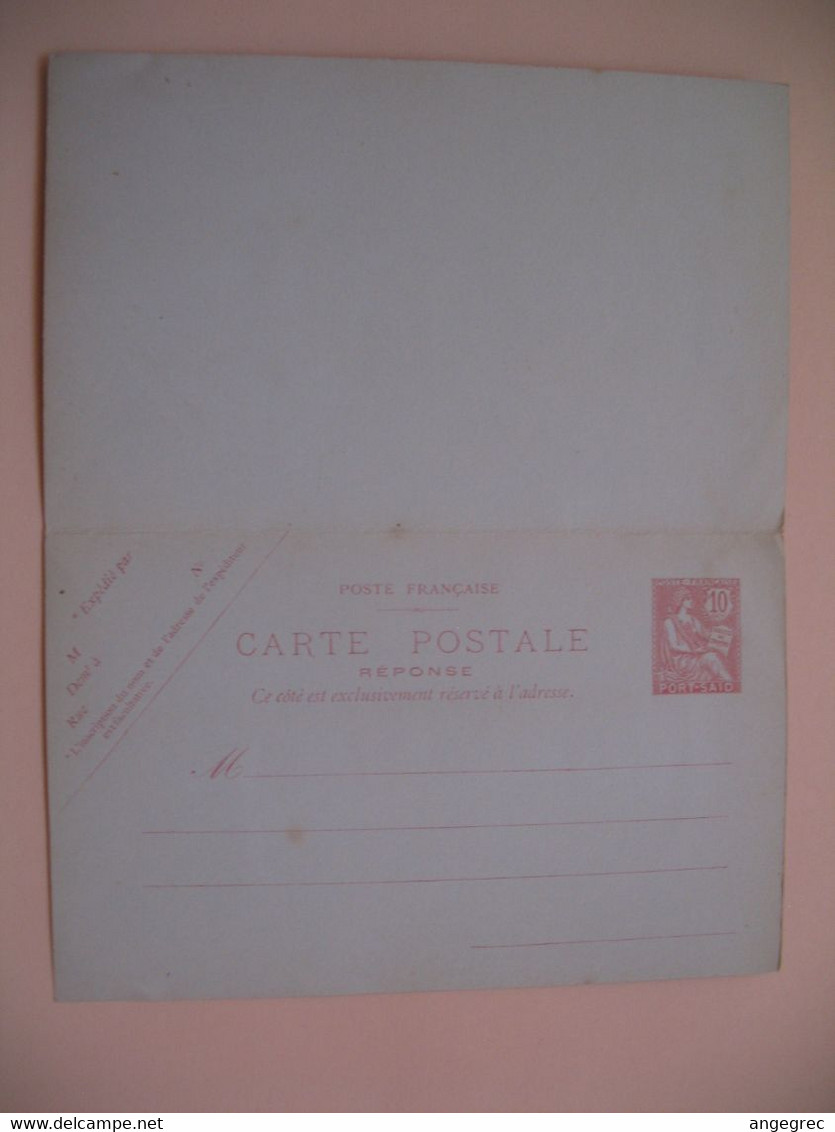 Entier Postal  Carte Postale Avec Réponse Payée Port-Saïd Type Mouchon Sur  10c   Voir Scan - Covers & Documents