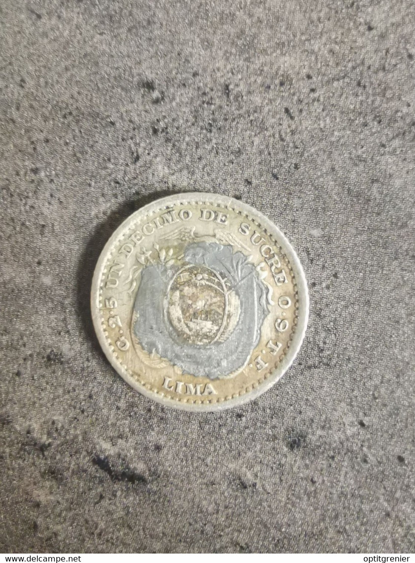 1893 1/10 DE SUCRE ARGENT / LIMA / EQUATEUR ECUADOR (SILVER) - Equateur