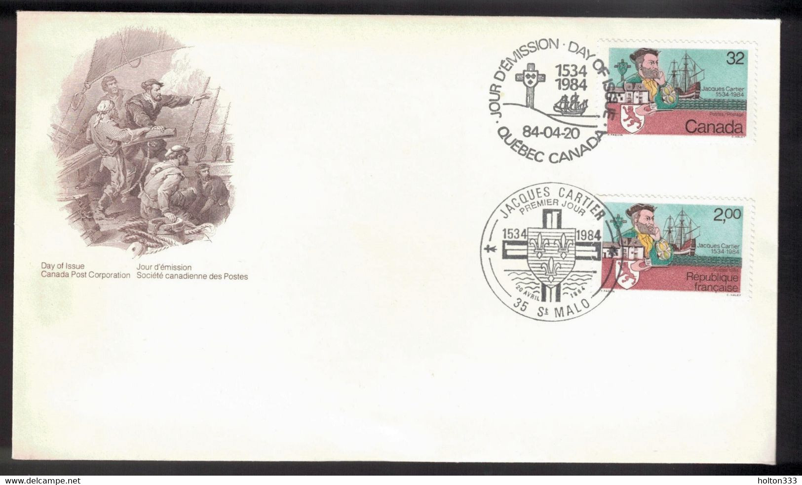 CANADA FDC Joint Issue With France - 1984 Jacques Cartier Voyages - Andere & Zonder Classificatie