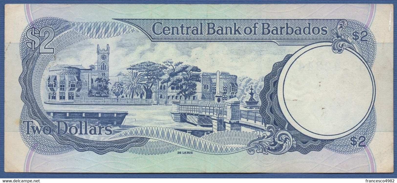 BARBADOS - P.36a –  2 DOLLARS ND (1986) - CIRCULATED - Printer  De La Rue, London - Serie H9242344 - Barbades