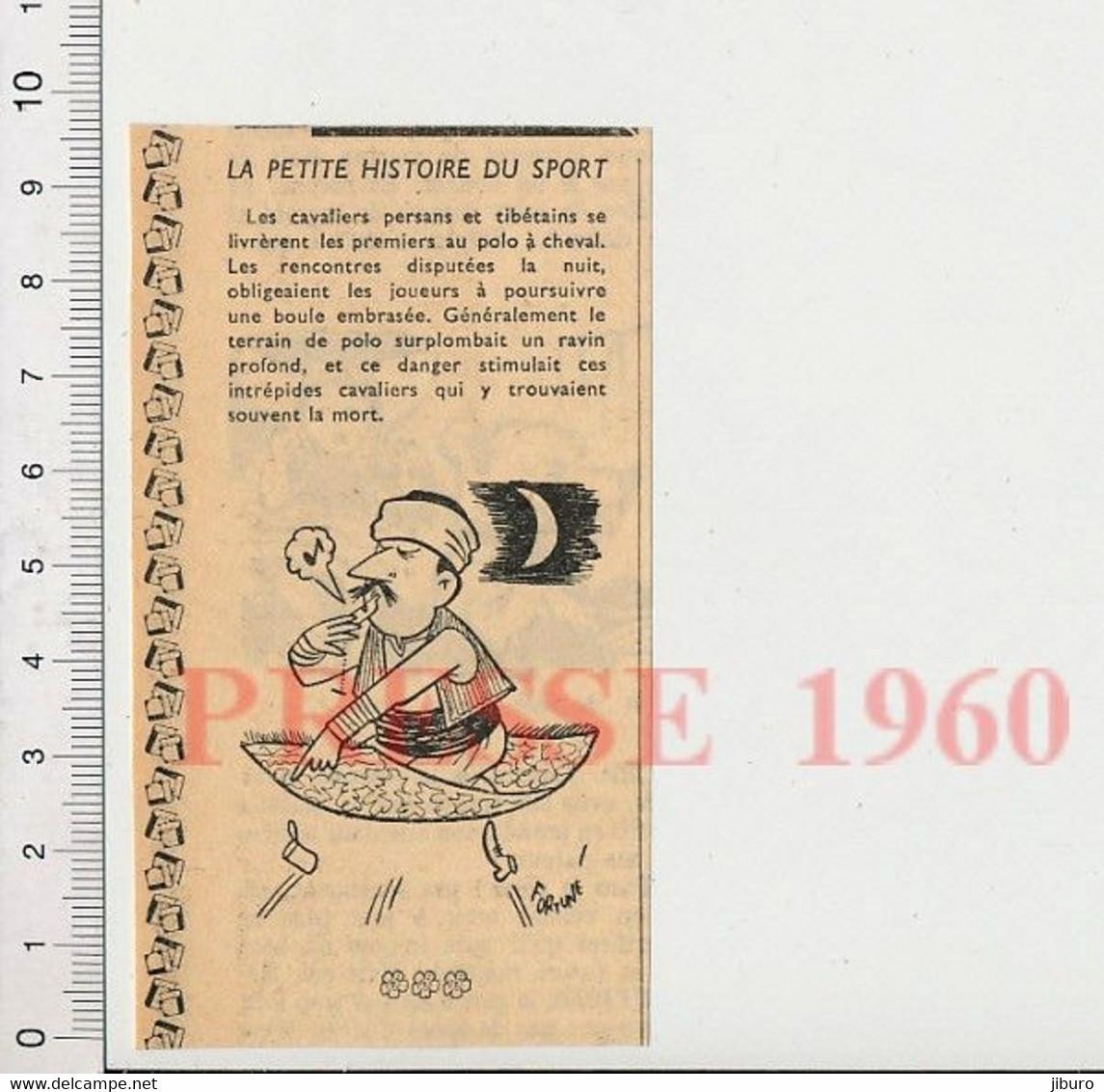 Humour 1960 Sport Jeu De Polo à Cheval En Perse Et Au Tibet Arbitre Sur Un Tapis D'Orient Volant Sifflet 51H5 - Unclassified