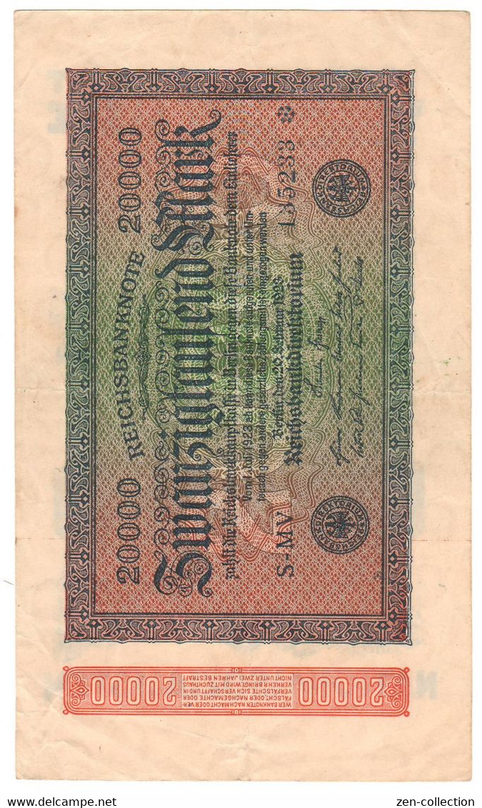 WW2 Germany Propaganda FORGERY Overprint On Genuine 20,000 Mark 1923 Banknote VF - Other & Unclassified