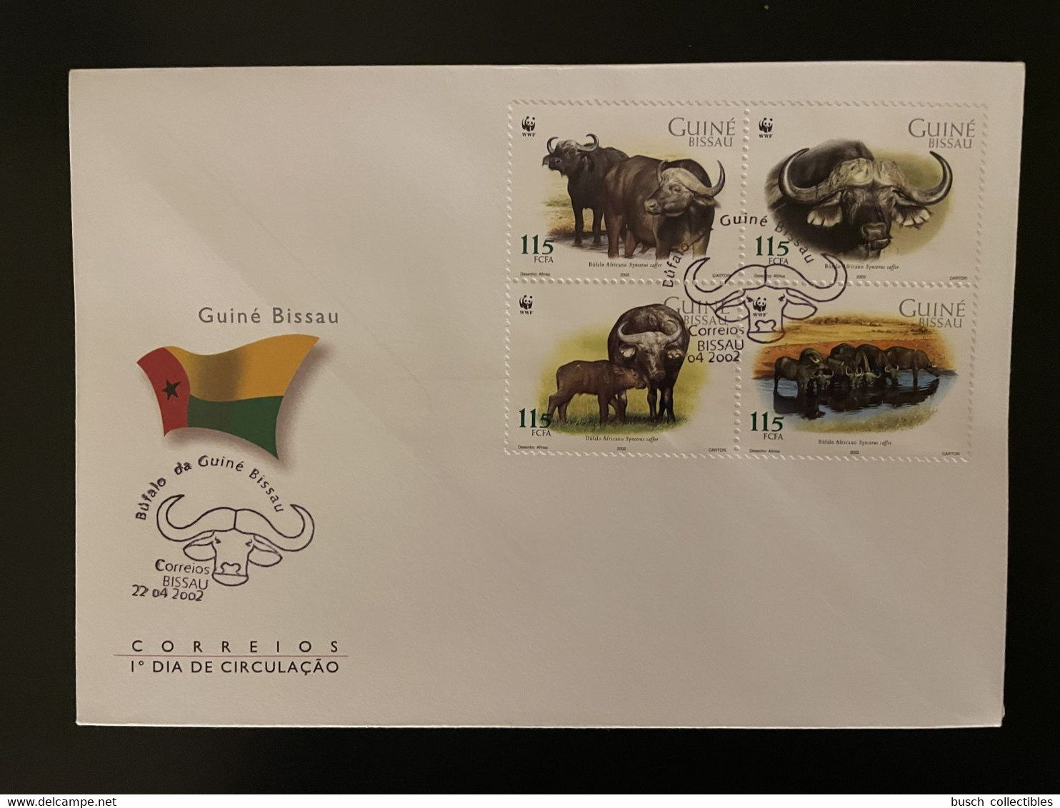 Guiné-Bissau Guinea Guinée Bissau 2002 Mi. 2009 - 2012 FDC WWF Buffle Büffel Faune Fauna - FDC