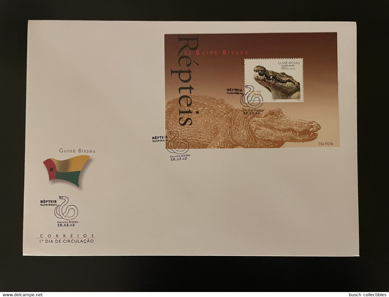 Guiné-Bissau Guinea Guinée Bissau 2002 Mi. Bl. 381 FDC Reptiles Reptilien Crocodile Nil Krokodil Alligator - Otros & Sin Clasificación