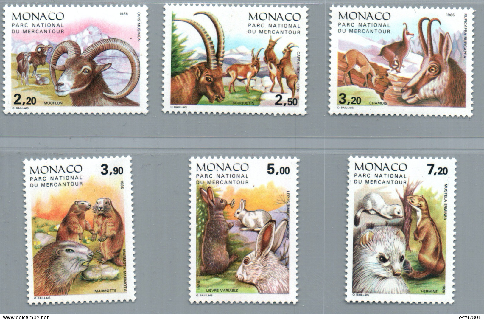 Monaco 1986 - Yt N° 1522 / 1527 (Faune. Animaux Du Parc National Du Mercantour ) - Neuf** - Other & Unclassified