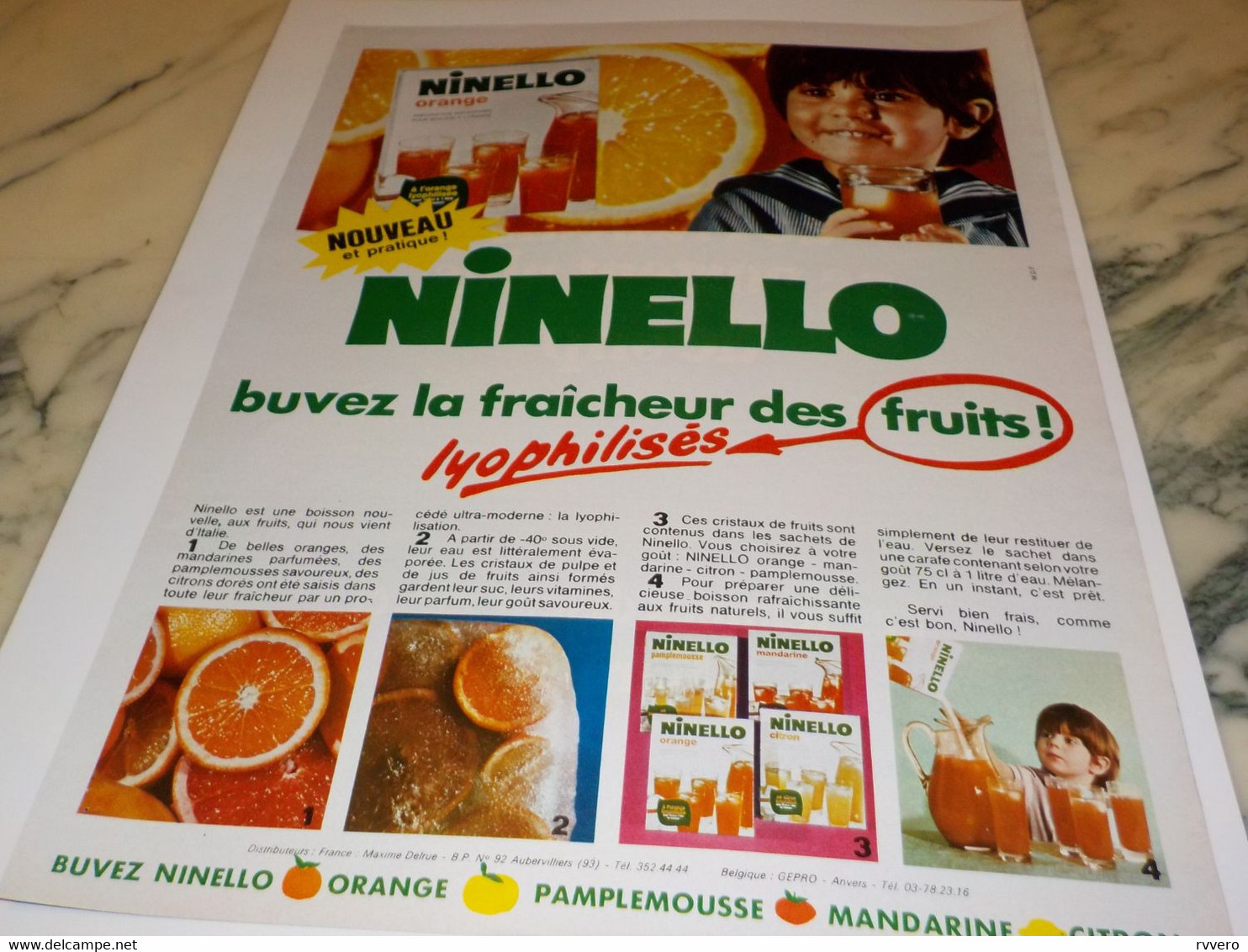 ANCIENNE PUBLICITE LYOPHILISATION DE NINELLO 1970 - Afiches