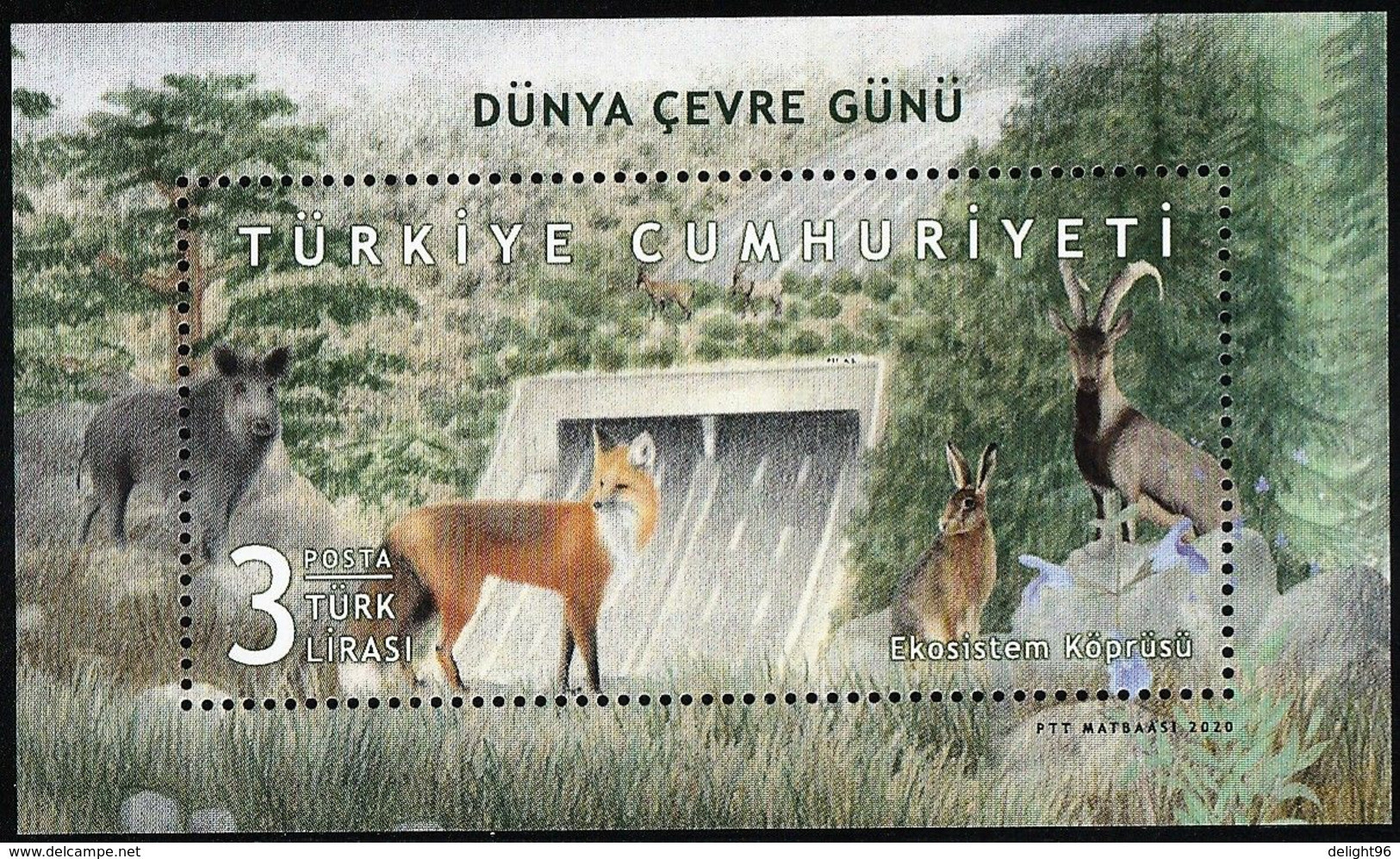 2020 Turkey World Environment Day: Wild Boar, Red Fox, Brown Hare, Wild Mountain Goat Souvenir Sheet (** / MNH / UMM) - Otros & Sin Clasificación