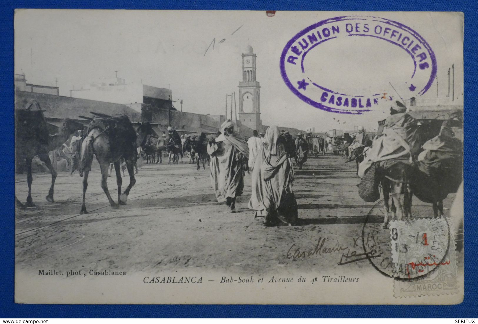 P20 MAROC BELLE CARTE 1913 CASABLANCA POUR ROMILLY FRANCE + SURCHARGE+ AFFRANCH INTERESSANT - Lettres & Documents