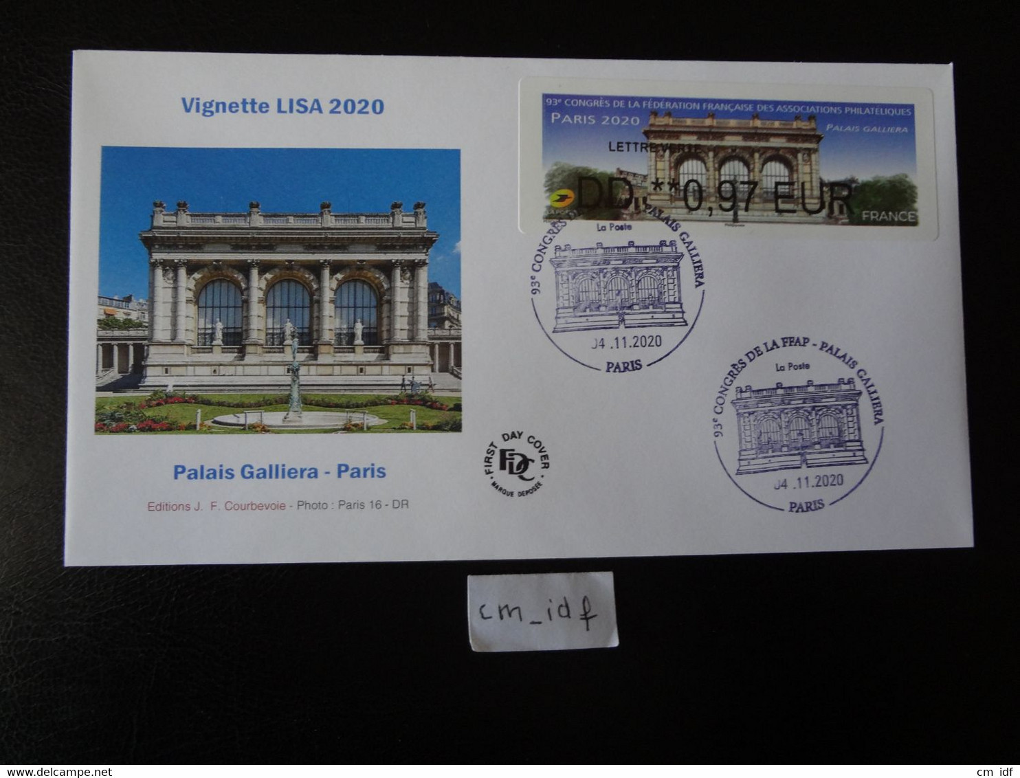 FRANCE 2020 0,97 LISA LETTRE VERTE DD " PARIS 2020 PALAIS GALLIERA " OBLITÉRATION 04.11.20 ENVELOPPE F.D.C. - 2020-…