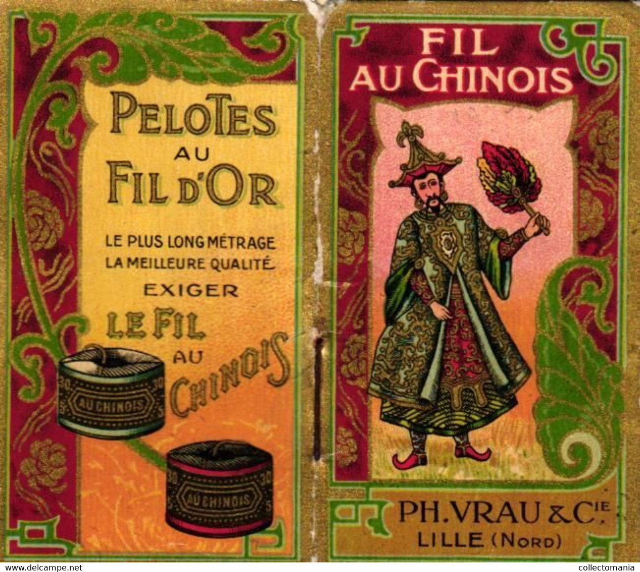 1 Calendrier 1909 Fil Au Chinois Pelotes Au Fild'Or - Formato Piccolo : 1901-20