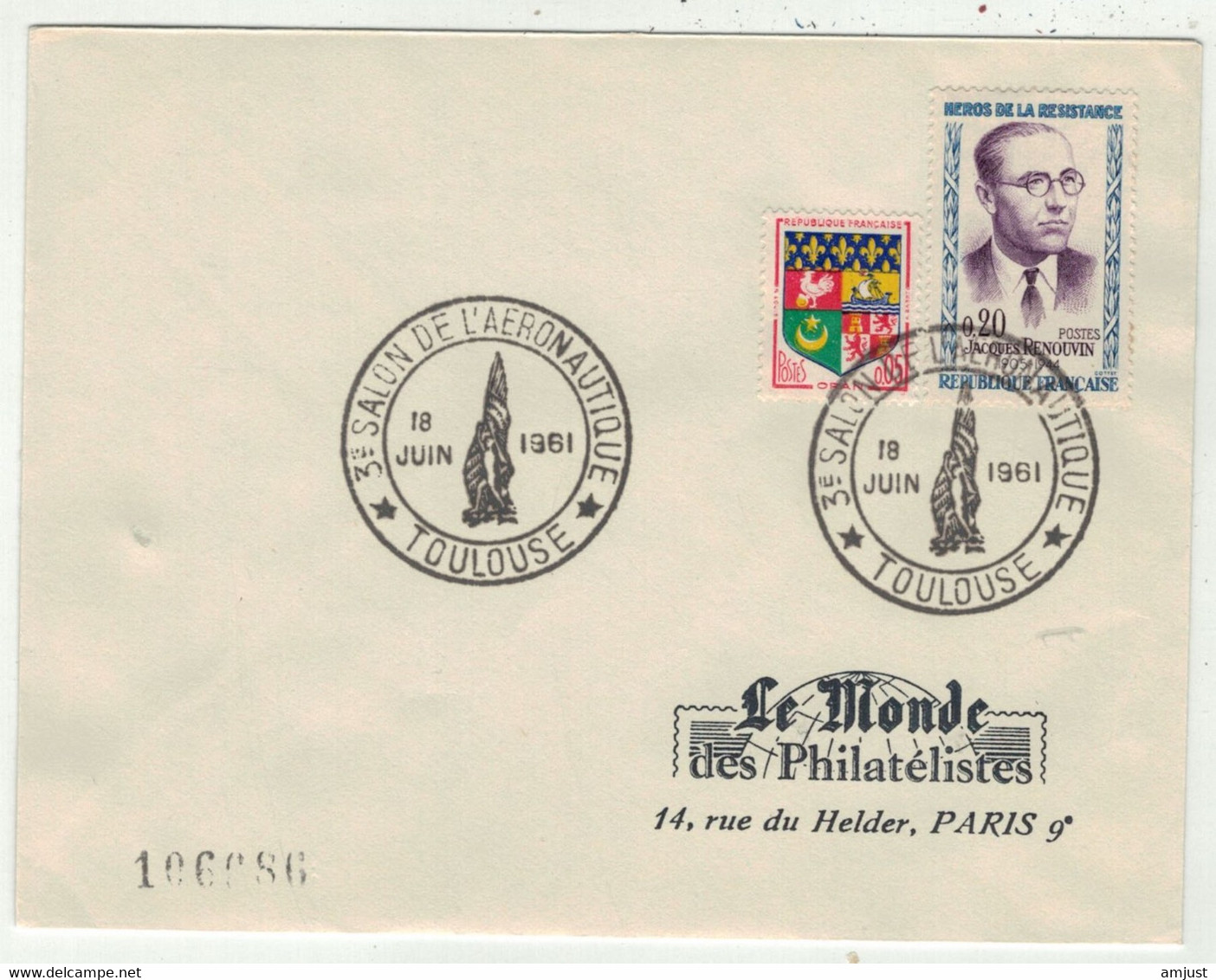 France // FDC 1960-1969 // 3ème Salon De L'aéronautique, Le Monde Des Philatélistes 18/6/1961 - 1960-1969