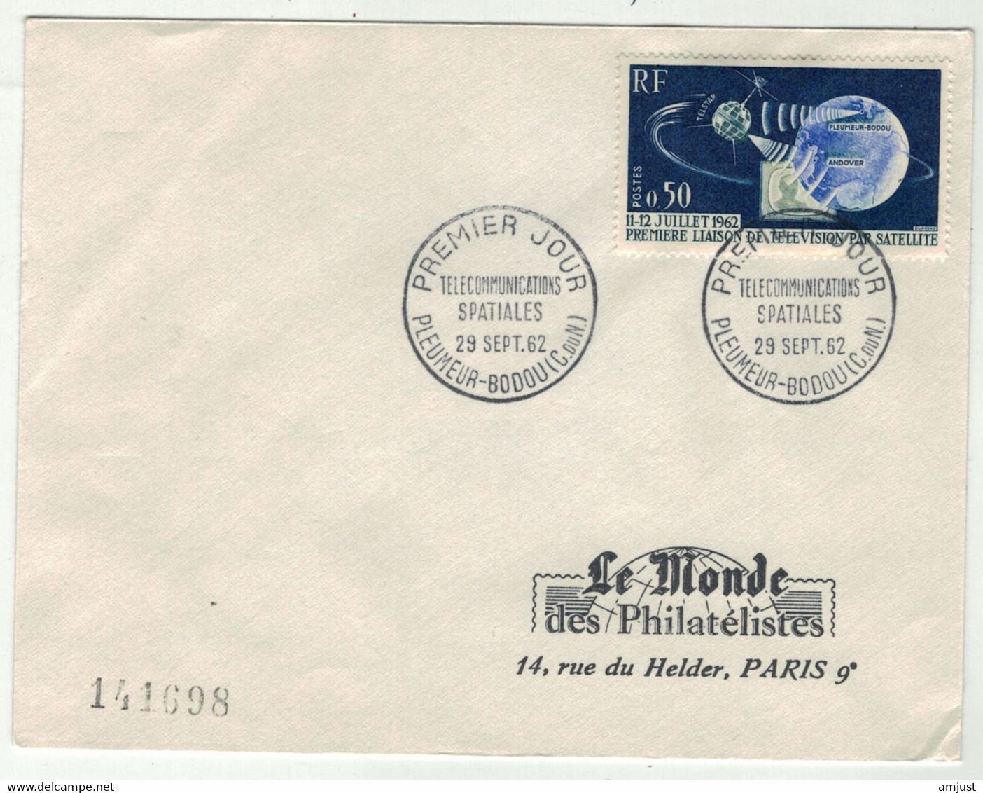 France // FDC 1960-1969 // Télécommunications Spatiales, Le Monde Des Philatélistes 29/9/1962 - 1960-1969