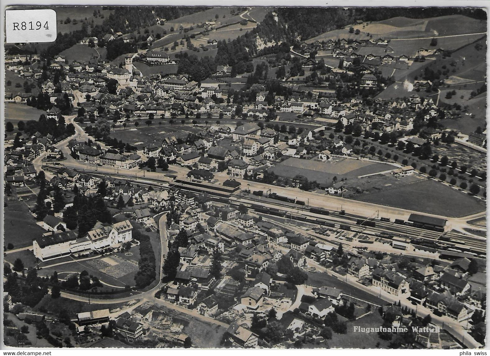 Flugaufnahme Wattwil Mit Bahnhof - Swissair-Photo AG - Wattwil