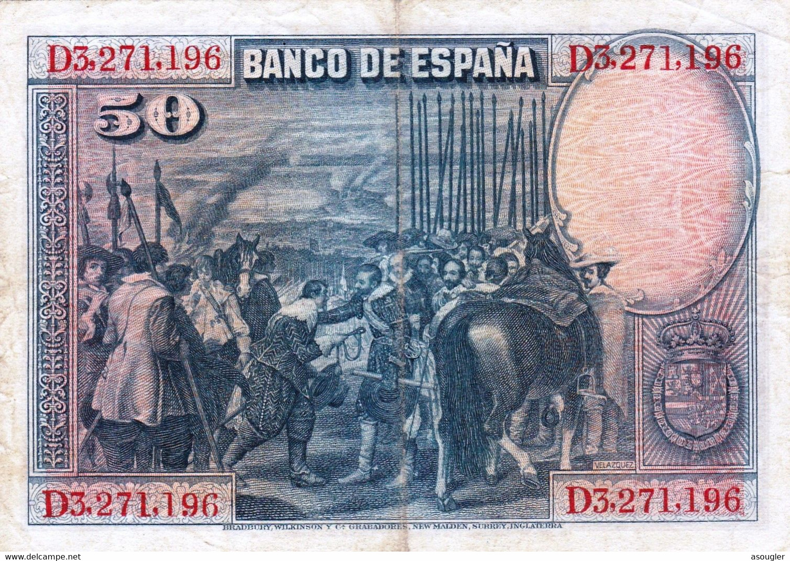 SPAIN 50 PESETAS 1928 VF P-75b "free Shipping Via Regular Air Mail (buyer Risk)" - 50 Peseten