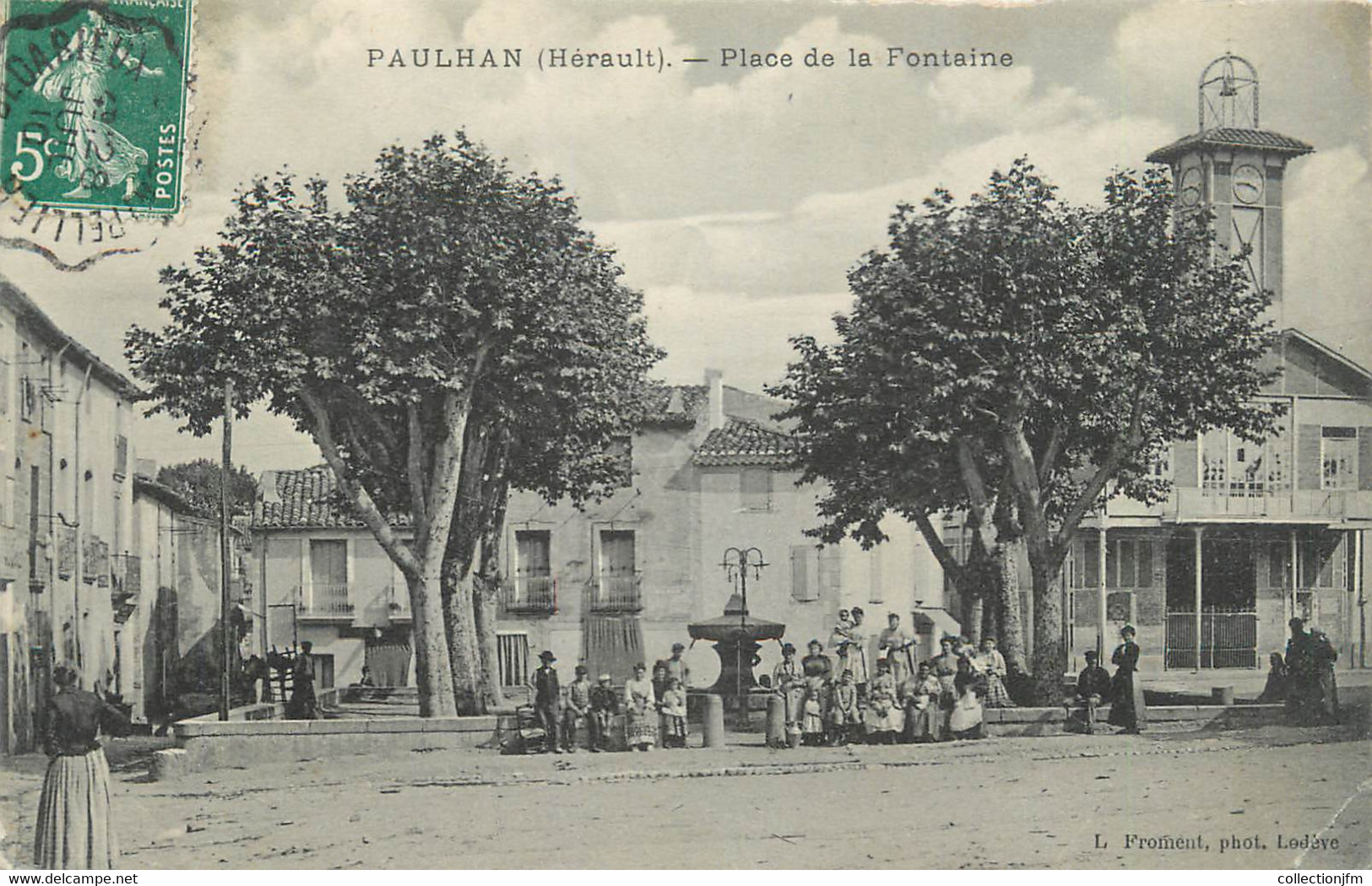 .CPA  FRANCE 34 "  Paulhan, Place De La Fontaine" - Paulhan