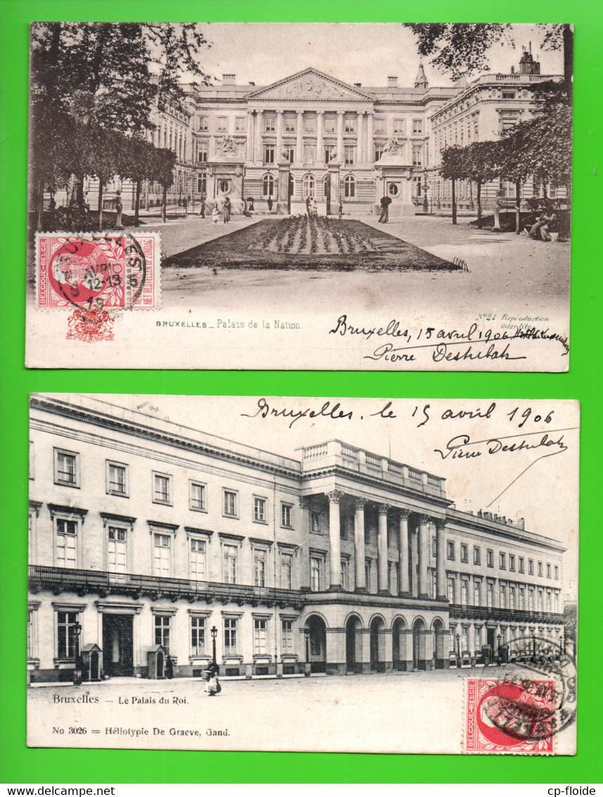 BELGIQUE . BELGIË . BRUXELLES . " LE PALAIS DU ROI " & " PALAIS DE LA NATION " . 2 CPA - Réf. N° 30091 - - Sets And Collections