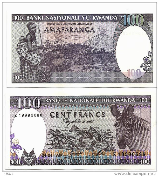 RUANDA RWANDA 100 FRANCS 1989 PICK 19 SC UNC - Ruanda