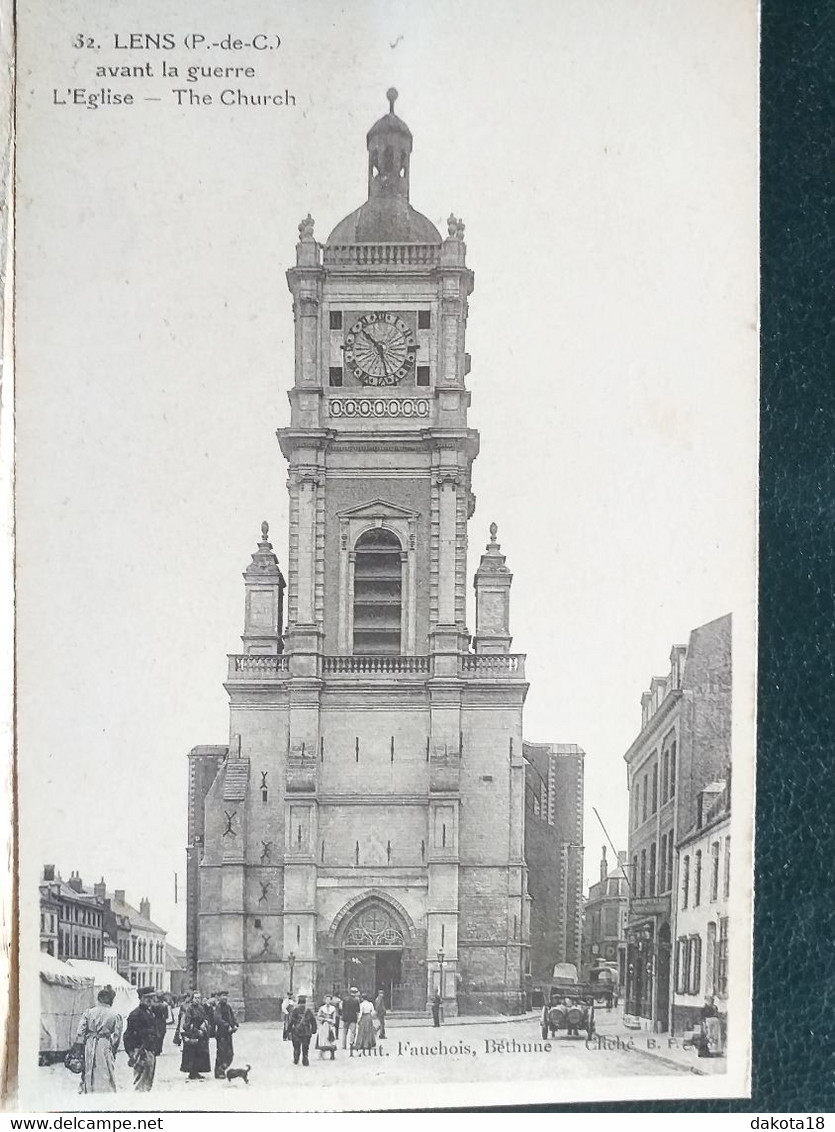 62 , Lens ,la Place Et L'église Avant  Guerre - Lens