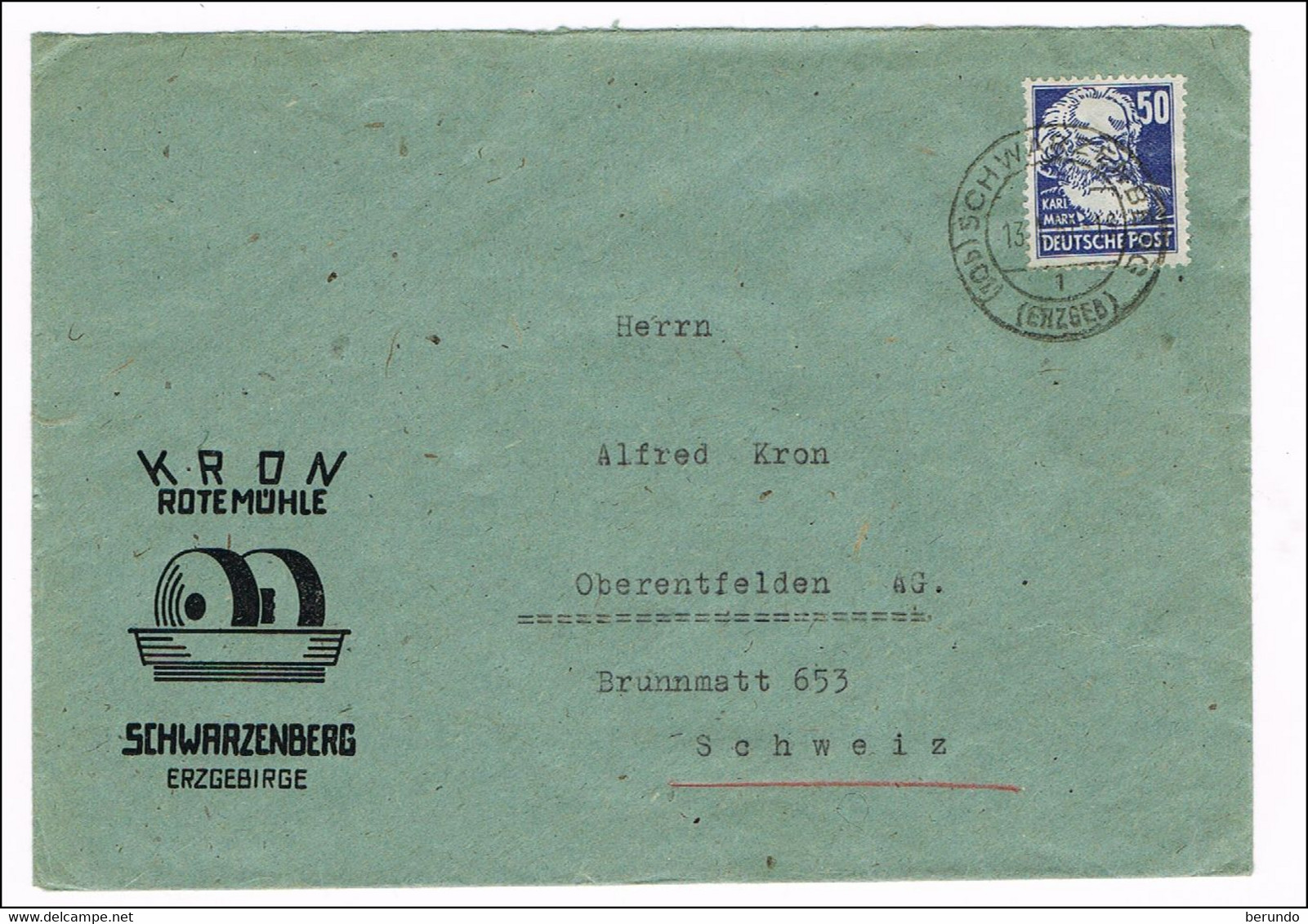 DEUTSCHLAND/ DDR -  Köpfe I - Freimarken 1948 - Michel # 224  Auf  Brief Vom  13.1.1950 In Die Schweiz - 1201 - Cartas & Documentos