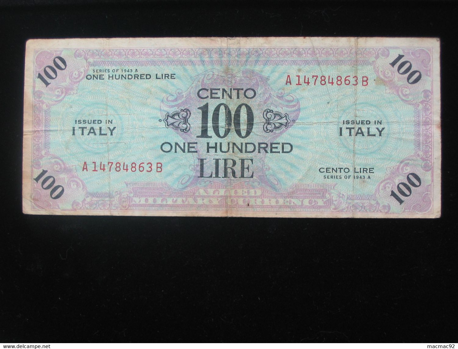 ITALIE 100 Cento One Hundred Lire 1943 - Allied Military Currency   **** EN ACHAT IMMEDIAT **** - Allied Occupation WWII