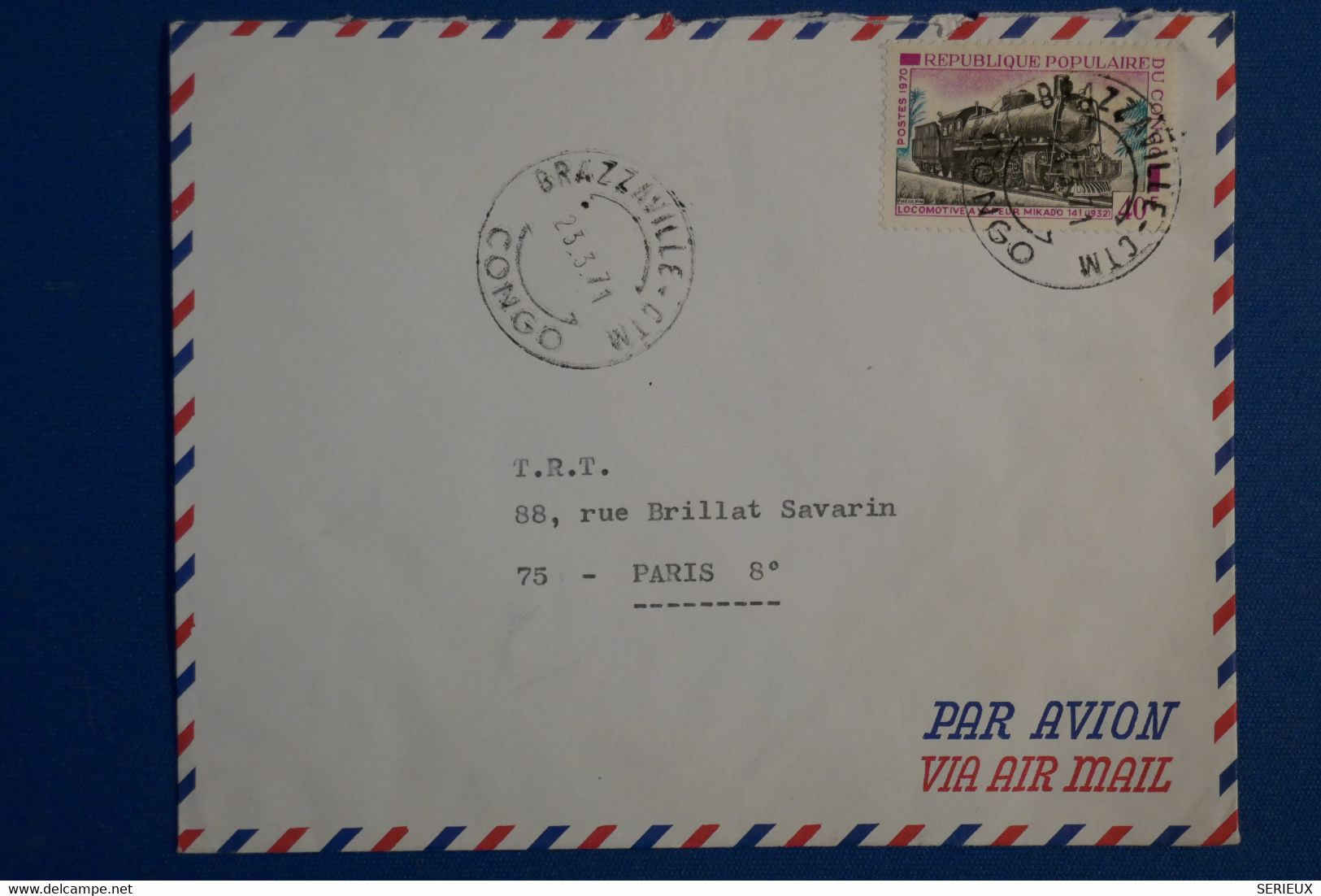 P21 CONGO BELLE LETTRE 1971 PAR AVION BRAZZAVILLE POUR PARIS 13 FRANCE+ AFFRANCHISSEMENT PLAISANT - Sonstige & Ohne Zuordnung