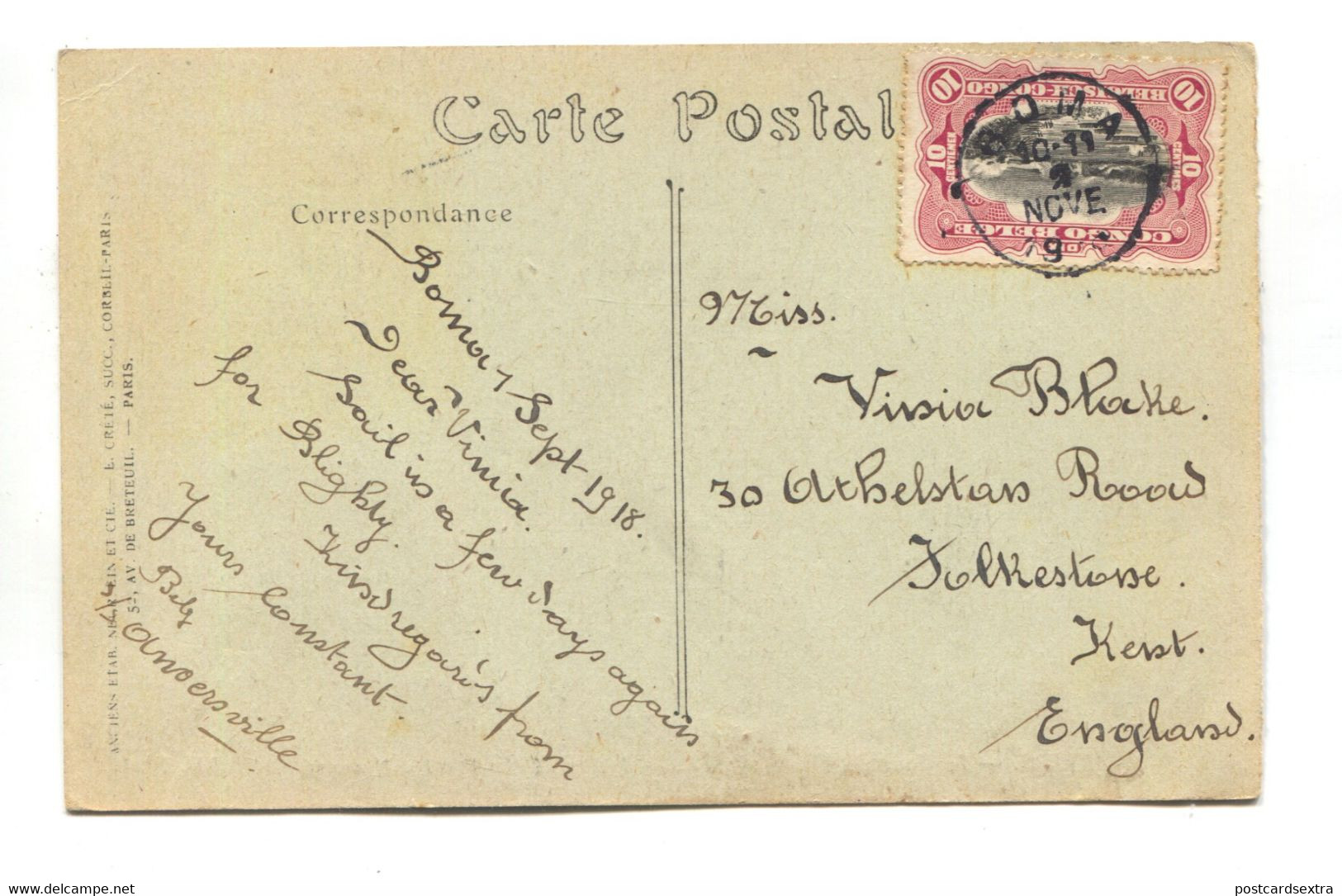 Anvers, Antwerp - La Tour Du Musée Plantin - Postcard Sent 1918 From Congo Belge To Folkestone, England - Antwerpen