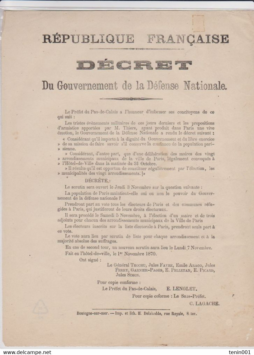 Guerre 1870 - Siege De Paris - Lot -  24 Dépêches Télégraphiques - Thiers - Gambetta - Documents Historiques