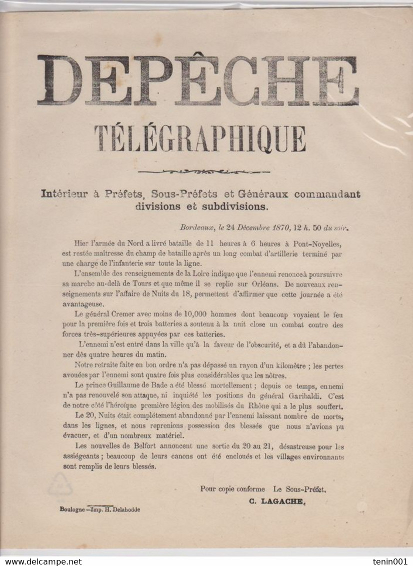 Guerre 1870 - Siege De Paris - Lot -  24 Dépêches Télégraphiques - Thiers - Gambetta - Documents Historiques