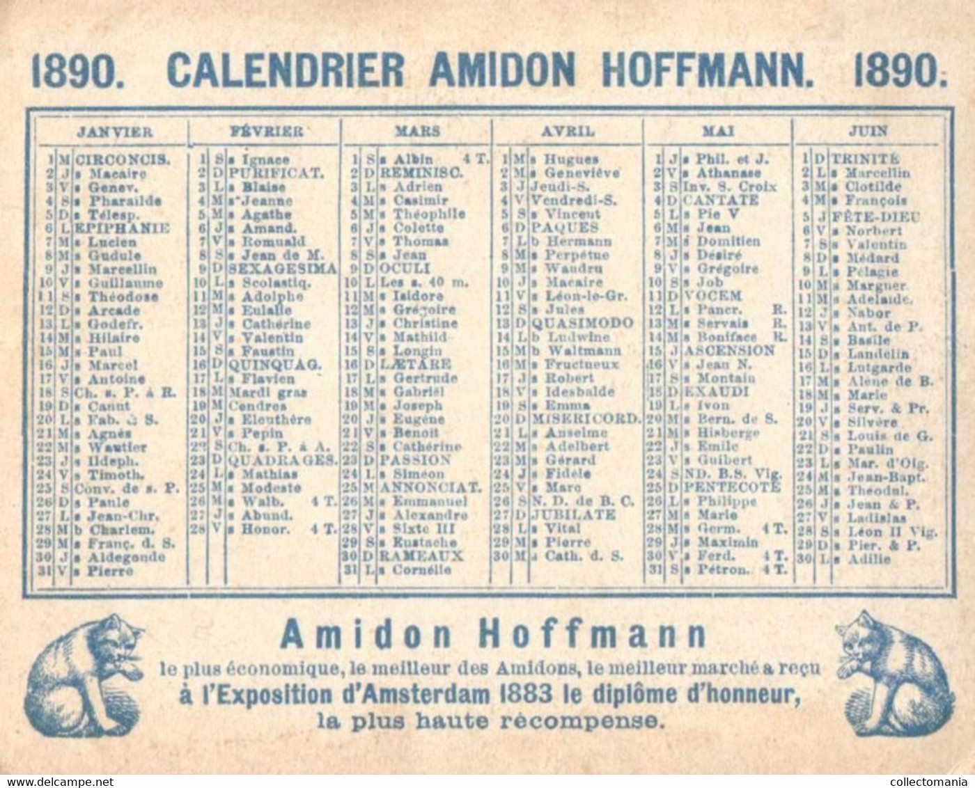 1 Calendrier 1890  Amidon Hoffmann  Flamenco - Formato Piccolo : ...-1900