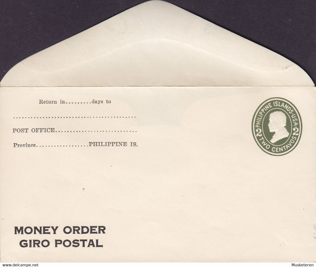 Philippine Islands- USA Postal Stationery Ganzsache Entier 2 C. MONEY ORDER Giro Postal (Unused) - Filipinas