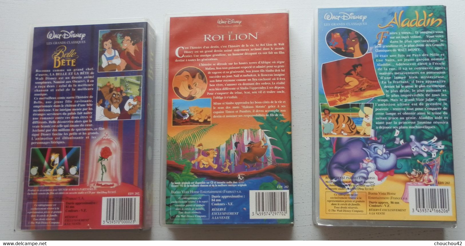 3 Cassettes Vidéo Disney - Dessins Animés